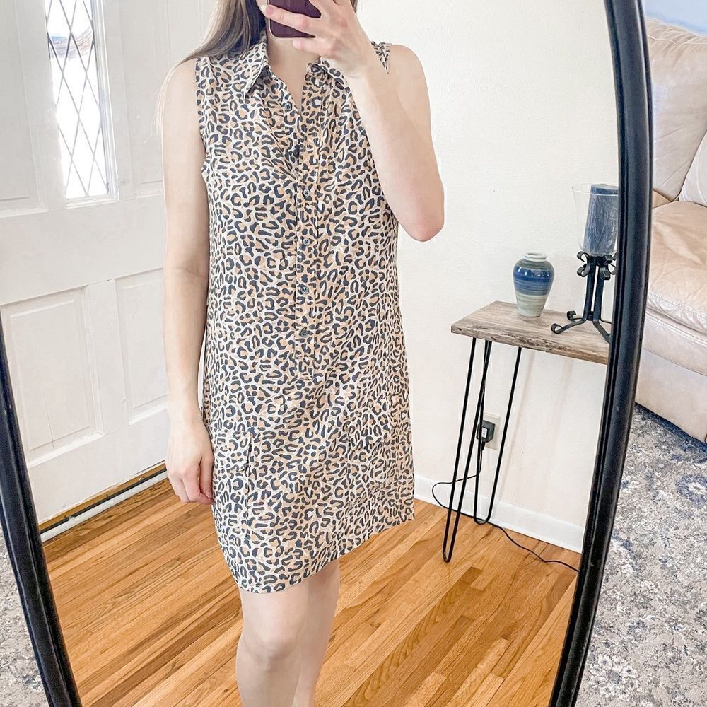 Equipment Femme Lucida Silk Shirt Dress Leopard M